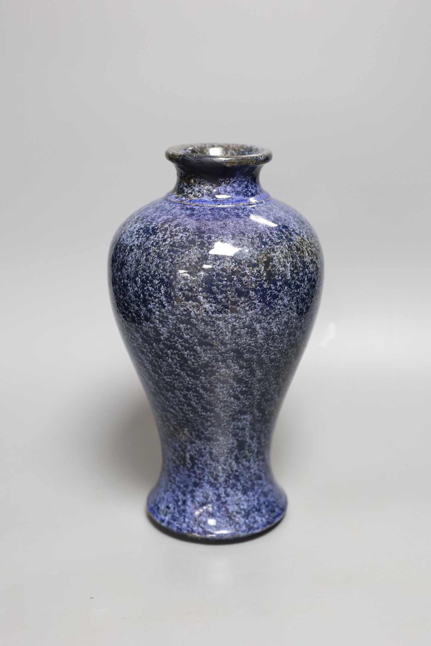 A Chinese blue mottle glazed baluster vase, possibly Shiwan, 29cm